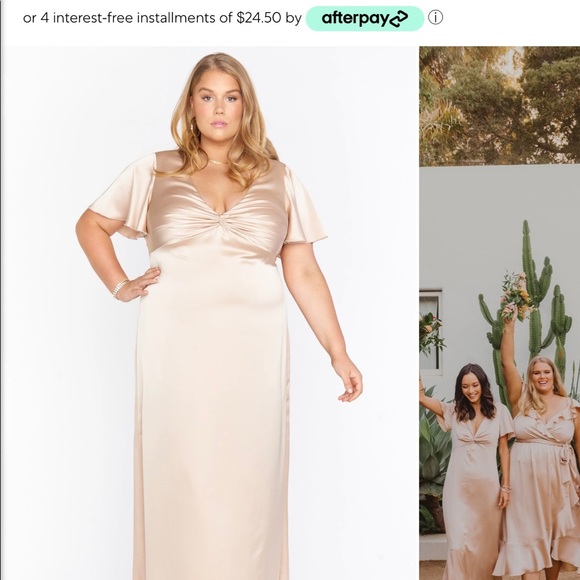 Mumu Champagne Luxe Satin Bridesmaid Dress 3xl - Picture 1 of 2